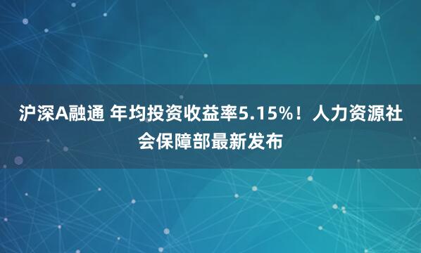 沪深A融通 年均投资收益率5.15%！人力资源社会保障部最新发布